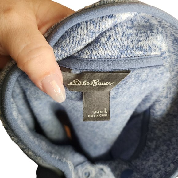 Eddie Bauer Womens Blue and White Snap Pull Over Size Large - Picture 6 of 7
